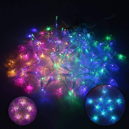 DECORLIGHT™ KURTYNA GWIAZDKI LED 3M BARWA MULTIKOLOR + ZIMNY FLASH ZEWNĘTRZNE I WEWNĘTRZNE