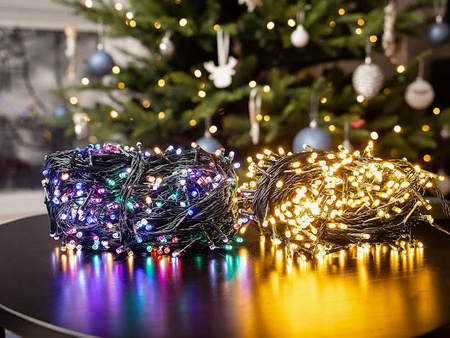 DECORLIGHT™ LAMPKI CHOINKOWE KOLOROWE 300LED  ZEWNĘTRZNO/WEWNĘTRZNE Z PROGRAMATOREM 