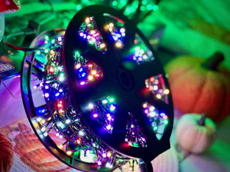 DECORLIGHT™ LAMPKI CHOINKOWE MULTIKOLOR + biały zimny flash SZPULA1000 LED ZEWNĘTRZNE EFEKTY FLASH