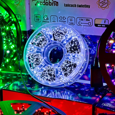 DECORLIGHT™LAMPKI CHOINKOWE BIAŁY ZIMNY NA DRUCIKU 3000LED 60M