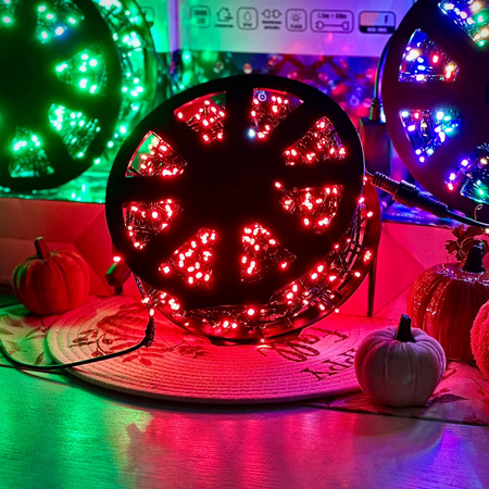 DECORLIGHT™ LAMPKI CHOINKOWE CZERWONE + biały zimny flash - iskra SZPULA 1000 LED ZEWNĘTRZNE HERMETYCZNE EFEKTY+FLASH