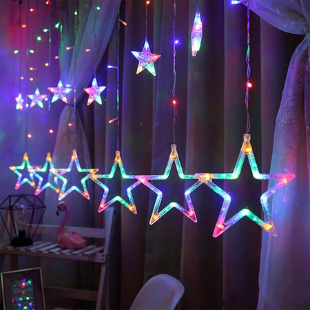 DECORLIGHT™ KURTYNA GWIAZDKI LED 3M BARWA MULTIKOLOR + ZIMNY FLASH ZEWNĘTRZNE I WEWNĘTRZNE