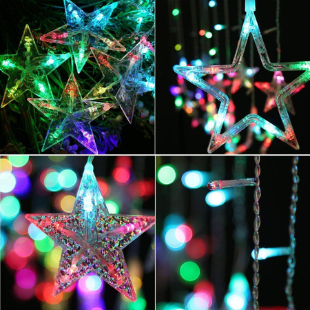 DECORLIGHT™ KURTYNA GWIAZDKI LED 3M BARWA MULTIKOLOR + ZIMNY FLASH ZEWNĘTRZNE I WEWNĘTRZNE