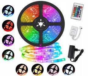 TAŚMA LED SMD WODOODPORNA 5M RGB KOLOROWA PILOT