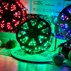 DECORLIGHT™ LAMPKI CHOINKOWE ZIELONE + biały zimny flash - iskra SZPULA 1000 LED ZEWNĘTRZNE HERMETYCZNE EFEKTY+FLASH