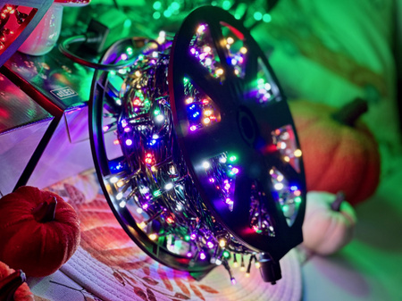 DECORLIGHT™ LAMPKI CHOINKOWE MULTIKOLOR + biały zimny flash SZPULA 2000 LED ZEWNĘTRZNE EFEKTY FLASH