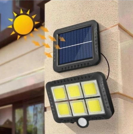 LAMPA 120 LED SOLARNA CZUJNIK RUCHU ZMIERZCHU + PILOT