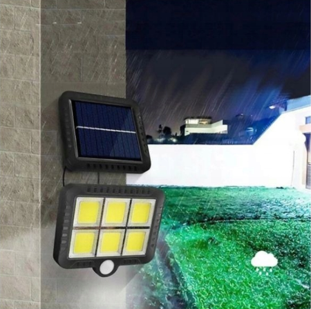 LAMPA 120 LED SOLARNA CZUJNIK RUCHU ZMIERZCHU + PILOT