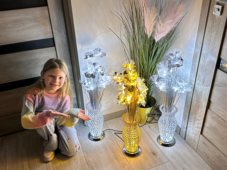 DECORLIGHT™ Lampa LED FLOWERS LIGHT STORCZYKI SREBRNE LEDY EVA