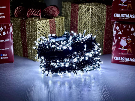 DECORLIGHT™ LAMPKI CHOINKOWE BIAŁY ZIMNY 200 LED ZEWNĘTRZNE HERMETYCZNE EFEKTY FLASH