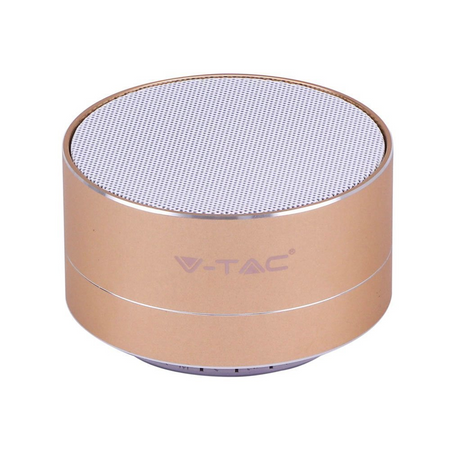 Przenośny Metalowy Głośnik Bluetooth Micro SD Mikrofon 400mah Złoty V-TAC VT-6133