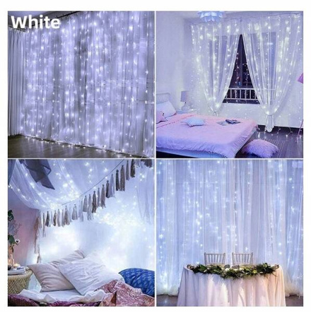 KURTYNA ŚWIETLNA ZIMNY 200 LED USB 2x3M + PILOT