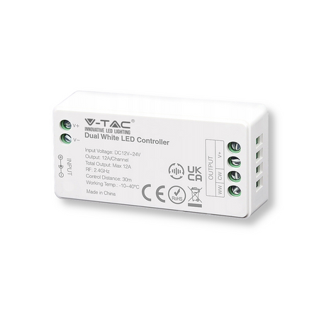 Kontroler Sterownik Ściemniacz V-TAC MONO Jednokolorowy CCT 12A 12V-144W 24V-288W VT-2431