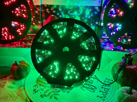 DECORLIGHT™ LAMPKI CHOINKOWE ZIELONE + biały zimny flash - iskra SZPULA 1000 LED ZEWNĘTRZNE HERMETYCZNE EFEKTY+FLASH