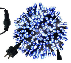 Lampki Choinkowe 500LED WEW/ZEWNĘTRZNE GRUBA WTYCZKA NIEBIESKIE + FLESH