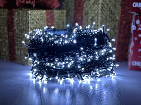 DECORLIGHT™ LAMPKI CHOINKOWE BIAŁY ZIMNY 200 LED ZEWNĘTRZNE HERMETYCZNE EFEKTY FLASH