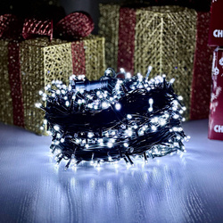 DECORLIGHT™ LAMPKI CHOINKOWE BIAŁY ZIMNY 200 LED ZEWNĘTRZNE HERMETYCZNE EFEKTY FLASH