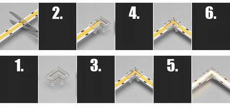 Złączka kątowa do taśm COB CCT LED 10mm łącznik 90° klikana szybki montaż