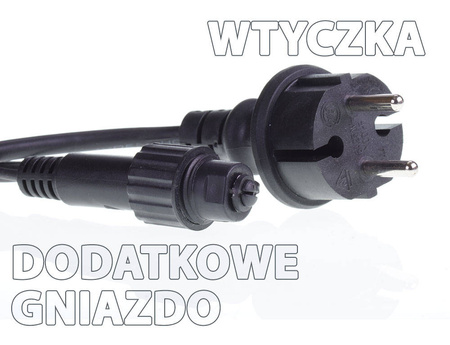 Lampki Choinkowe 200LED WEW/ZEWNĘTRZNE GRUBA WTYCZKA NIEBIESKIE + FLESH