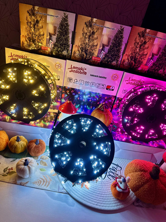 DECORLIGHT™ LAMPKI CHOINKOWE BIAŁY ZIMNY SZPULA 1000 LED ZEWNĘTRZNE HERMETYCZNE EFEKTY FLASH
