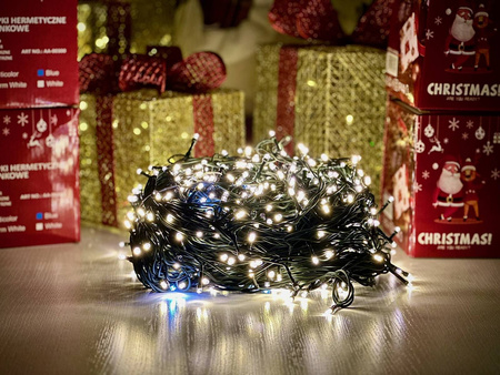 DECORLIGHT™ LAMPKI CHOINKOWE BIAŁY CIEPŁY 200 LED ZEWNĘTRZNE HERMETYCZNE EFEKTY FLASH