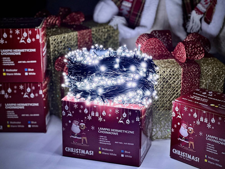 DECORLIGHT™ LAMPKI CHOINKOWE BIAŁY ZIMNY 200 LED ZEWNĘTRZNE HERMETYCZNE EFEKTY FLASH