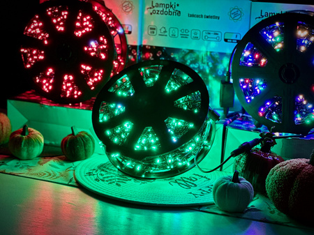 DECORLIGHT™ LAMPKI CHOINKOWE ZIELONE + biały zimny flash - iskra SZPULA 1000 LED ZEWNĘTRZNE HERMETYCZNE EFEKTY+FLASH