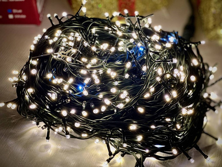 DECORLIGHT™ LAMPKI CHOINKOWE BIAŁY CIEPŁY 200 LED ZEWNĘTRZNE HERMETYCZNE EFEKTY FLASH