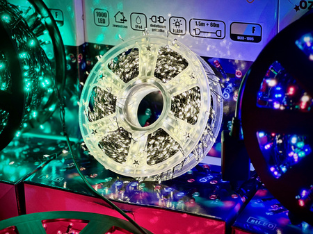 DECORLIGHT™LAMPKI CHOINKOWE BIAŁY CIEPŁY NA DRUCIKU 3000LED 60M