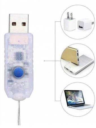 KURTYNA ŚWIETLNA ZIMNY 200 LED USB 2x3M + PILOT