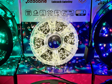 DECORLIGHT™LAMPKI CHOINKOWE BIAŁY CIEPŁY NA DRUCIKU 3000LED 60M