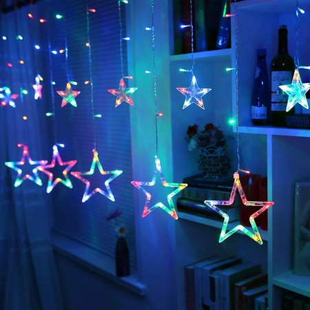 DECORLIGHT™ KURTYNA GWIAZDKI LED 3M BARWA MULTIKOLOR + ZIMNY FLASH ZEWNĘTRZNE I WEWNĘTRZNE