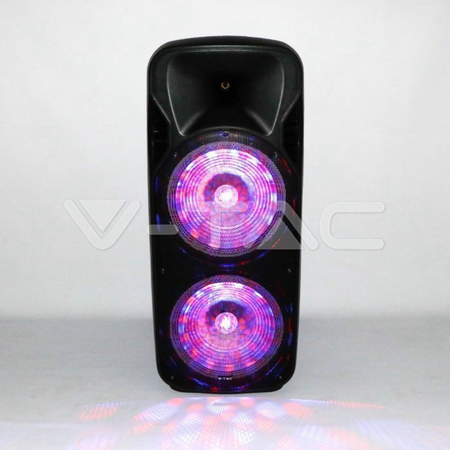 Głośnik Przenośny V-TAC 150W Mikrofon Bezprzewodowy i Przewodowy 2 Głośniki, RGB, PILOT, na kółkach VT-6215-2