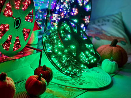 DECORLIGHT™ LAMPKI CHOINKOWE ZIELONE + biały zimny flash - iskra SZPULA 1000 LED ZEWNĘTRZNE HERMETYCZNE EFEKTY+FLASH