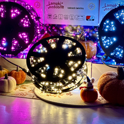 DECORLIGHT™ LAMPKI CHOINKOWE BIAŁY CIEPŁY + biały zimny flash SZPULA 1000 LED ZEWNĘTRZNE HERMETYCZNE EFEKTY FLASH