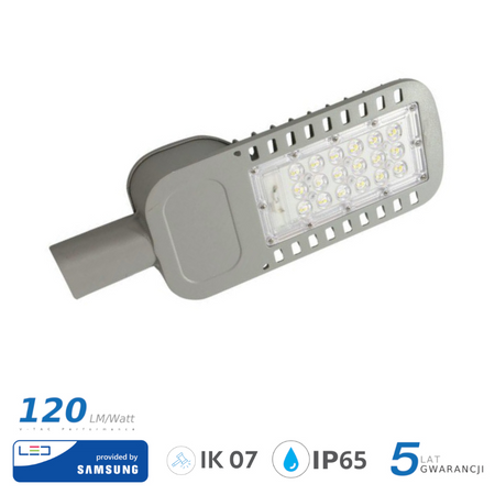 Oprawa Uliczna LED V-TAC SAMSUNG CHIP 30W Soczewki 110st 120Lm/W VT-34ST 6400K 3600lm 5 Lat Gwarancji