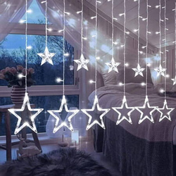 DECORLIGHT™ KURTYNA GWIAZDKI LED 3M BARWA BIAŁY ZIMNY+ NIEBIESKI FLASH ZEWNĘTRZNE I WEWNĘTRZNE