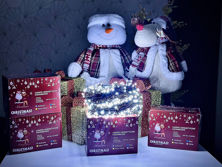 DECORLIGHT™ LAMPKI CHOINKOWE BIAŁY ZIMNY 200 LED ZEWNĘTRZNE HERMETYCZNE EFEKTY FLASH