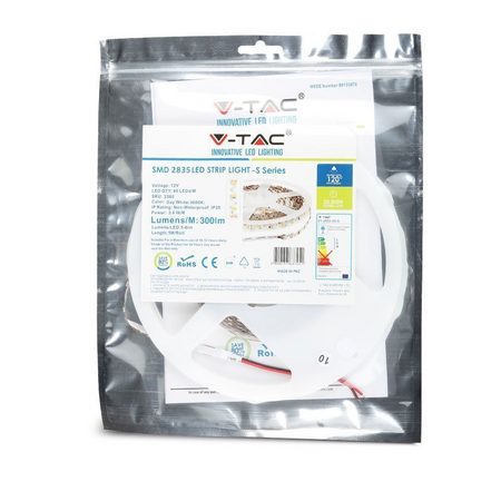 Taśma LED V-TAC S-Shape Zig Zag do zakrętów SMD2835 300LED 12V IP20 VT-2835-60-S 3000K 300lm