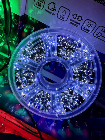 DECORLIGHT™LAMPKI CHOINKOWE BIAŁY ZIMNY NA DRUCIKU 3000LED 60M