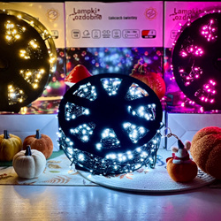 DECORLIGHT™ LAMPKI CHOINKOWE BIAŁY ZIMNY SZPULA 1000 LED ZEWNĘTRZNE HERMETYCZNE EFEKTY FLASH