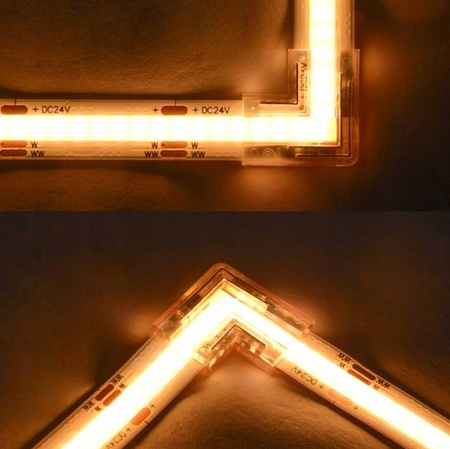Złączka kątowa do taśm COB CCT LED 10mm łącznik 90° klikana szybki montaż