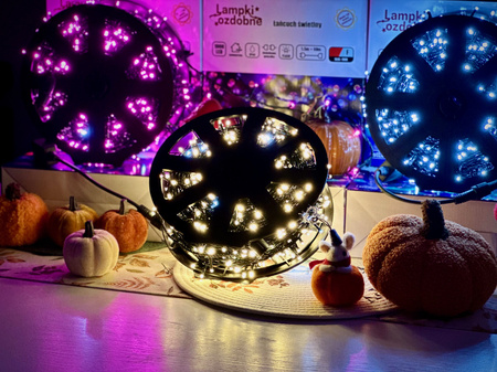 DECORLIGHT™ LAMPKI CHOINKOWE BIAŁY CIEPŁY + biały zimny flash SZPULA 2000 LED ZEWNĘTRZNE HERMETYCZNE EFEKTY FLASH