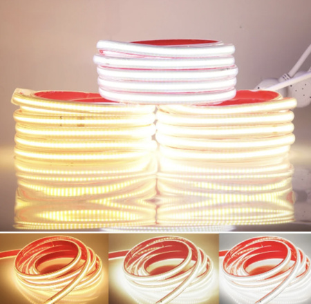 Taśma LED COB 230V na metry 240l/m 8W/m IP65 BARWA NEUTRALNA