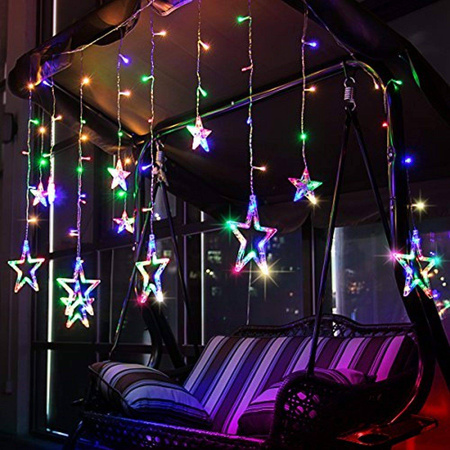 DECORLIGHT™ KURTYNA GWIAZDKI LED 3M BARWA MULTIKOLOR + ZIMNY FLASH ZEWNĘTRZNE I WEWNĘTRZNE